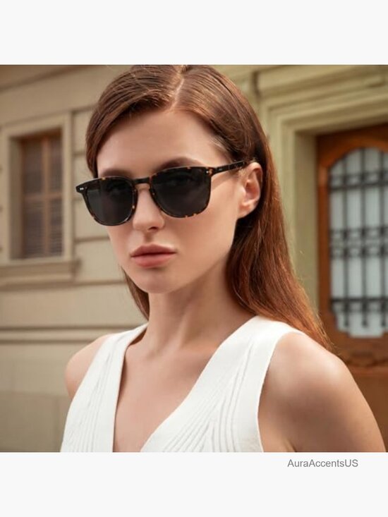 Retro Polarized Sunglasses Acetate Frame Square Keyhole Design UV400